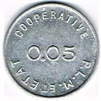 0 05 franc - Coopérative P.L.M. et Etat - Bellegarde 01