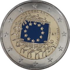 2 Euros 30 Years of European Union Flag - Blue Flag