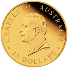 15 Dollars - Charles III 1st Portrait - Red Kangaroo - Gold Proof