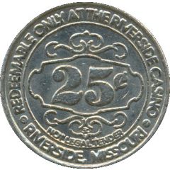 25 Cent Gaming Token - Argosy Riverside Casino Riverside, Missouri
