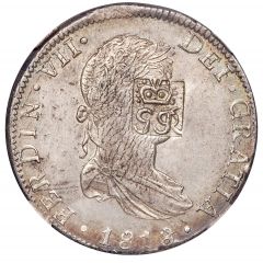 6 Shillings 1 Penny - George III FERDIN VII DEI GRATIA, rectangular indent, countermarked