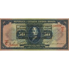50 Mil Réis Caixa de Estabilização, overprint on 50 Mil Réis P# 58
