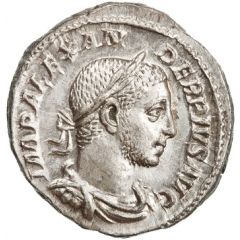 Denarius - Severus Alexander P M TR P X COS III P P, Sol