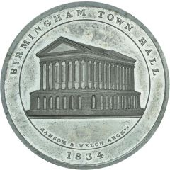 Medal - William IV Birmingham Town Hall, white metal