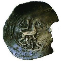 Half-denga - Vasily I Dmitriyevich Beast right / Arabic legend imitation