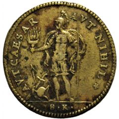 Rechenpfennig - Pyramus and Thisbe - `Avt Caesar Avt Nihil`, by Hans I Krauwinckel