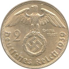 2 Reichsmark Paul von Hindenburg
