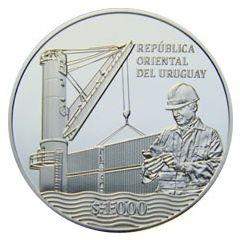 1000 Pesos Uruguayos 100th Anniversary of National Ports Administration