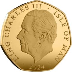 50 Pence - Charles III King`s First Year - Coronation, 1oz. Gold Proof