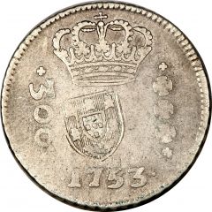 320 Réis - João Prince Regent Countermarked 300 Réis, KM#178.