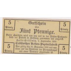 5 Pfennig Cröllwitzer Actien-Papierfabrik