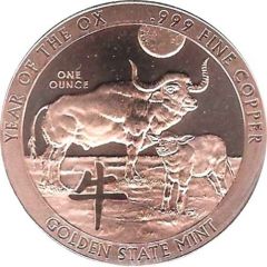 1 Ounce Copper Golden State Mint, Year of the Ox