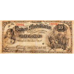 10 Pesos overprint on P#S308 - Banco Mobiliario