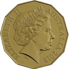50 Cents - Elizabeth II 4th Portrait - Year of the Dog - Gold Plated
