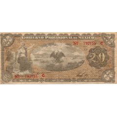 20 Pesos Gobierno Provisional de Mexico