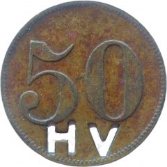 50 Pfennig Werth-Marke, with cutout `HV`