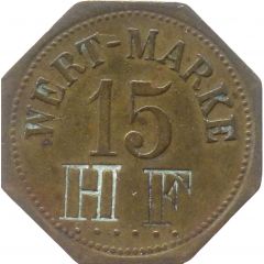 15 Pfennig Wert-Marke, Countermarked `HF`