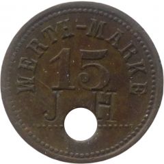 15 Pfennig Werth-Marke, Countermarked `JH`