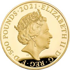 500 Pounds - Elizabeth II Gothic Crown Portrait, Gold Piedfort