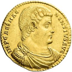 3 Solidi - Magnentius Horse head up; LIBERATOR REIPVBLICAE; Aquileia