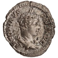 Denarius - Caracalla PONTIF TR P VIII COS II, Salus