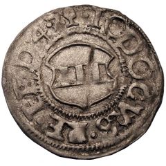 1 Schilling - Jodokus von der Recke One shield with curved top, sword right, key left and up