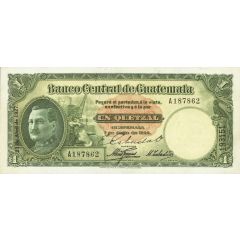 1 Quetzal Banco Central de Guatemala; 1st. print; with Law date
