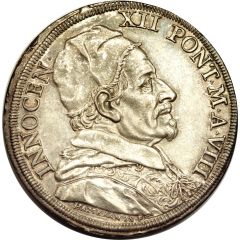 1 Piastra - Innocent XII EGREDIATVR POPVLVS ET COLLIGAT - Wheat Tax