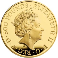 500 Pounds - Elizabeth II Posthumous, Yale of Beaufort, Gold Piedfort