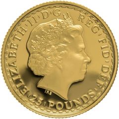 25 Pounds - Elizabeth II 4th portrait, 1/4 oz Fine Gold