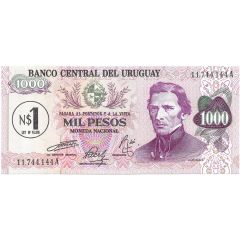 1 Nuevo Peso Overprinted on 1 000 Pesos