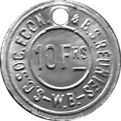 10 Francs - S.C. Soc. Econ. and B.S. Reunies W.B. Brewery token