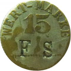 15 Pfennig Wert-Marke, Countermarked `FS`