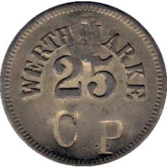 25 Pfennig Werth-Marke, Countermarked `CP`