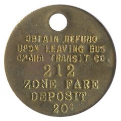 20 Cent Refund- Omaha Transit Co. Omaha, Nebraska