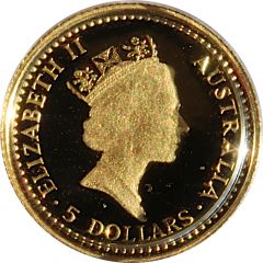5 Dollars - Elizabeth II 3rd Portrait - Grey Kangaroo - Gold Bullion Coin