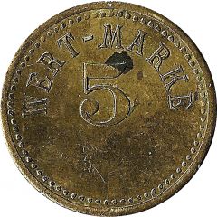 5 Pfennig Wert-Marke, Brass, 17 mm