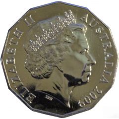50 Cents - Elizabeth II 4th Portrait - 40th Anniversary of Moon Landing