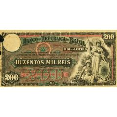 200 Mil Réis Banco da República do Brasil, 1st. Print