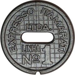 Token - Expresso Itamarati Ltda. route #1, rectangular hole with semicircular tips