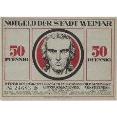 50 Pfennig Goethe and Schiller Series - Schiller, Red Issue