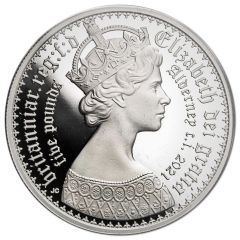 5 Pounds - Elizabeth II Gothic - Quartered Arms, Silver