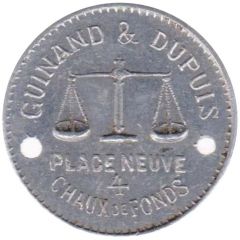 2 jetons d`escompte - Guinand & Dupuis La Chaux-de-Fonds