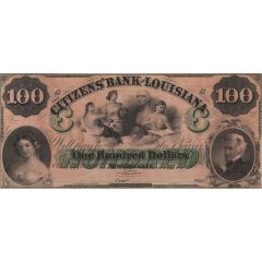 100 Dollars Citizens` Bank of Louisiana, New-Orleans, Bilingual