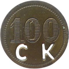 100 Pfennig Werth-Marke, with cutout `CK`