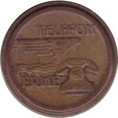 Telephone Token - Telefon Érme Brass