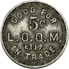5 Cents - L.O.O.M. 1317 Shelby, Ohio