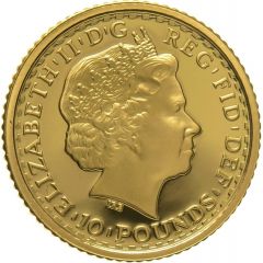 10 Pounds - Elizabeth II 4th portrait, 1/10 oz Fine Gold