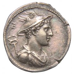 Denarius IMP CAES TRAIAN AVG GER DAC P P REST C MAMIL LIME TAN, Mercury, Odysseus, and Argos