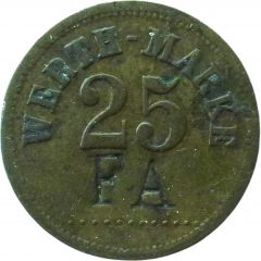 25 Pfennig Werth-Marke, Countermarked `FA`